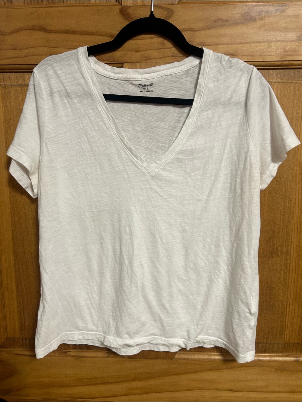 Madewell White V-Neck Short Sleeve Tee